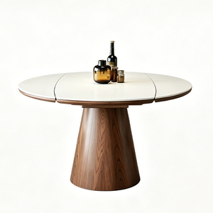 <span class=keywords><strong>Tavolo</strong></span> da Pranzo <span class=keywords><strong>Allungabile</strong></span> Moderno con Piano in Pietra e <span class=keywords><strong>6</strong></span> Sedie, Struttura in Legno Massello, Forma Rotonda, <span class=keywords><strong>6</strong></span> <span class=keywords><strong>Posti</strong></span> - Product Image 4