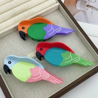 Accessoires pour cheveux unisexes personnalisés, nouveaux clips à griffes de requin en acétate de 11,5 cm, motif oiseau perroquet, pour la Saint-Valentin, vente en gros