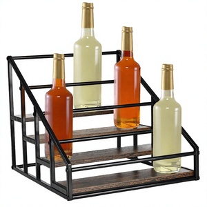 Porte-bouteilles moderne avec structure métallique, support de rangement et d'exposition pour bouteilles de vin sur pied - Product Image 3