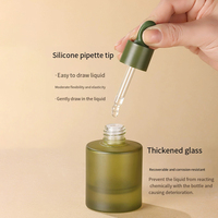 Flacons compte-gouttes en verre dépoli vert olive vides de 30 ml/15 ml avec bouchon à vis pour sérum cosmétique, huiles essentielles et faux cils