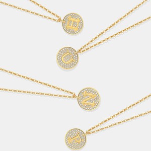 Collar con Iniciales de Plata de Ley 925 al por Mayor para Reventa, Colgante de Alfabeto Chapado en Oro de 18K, Ganku - Product Image 4
