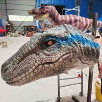 Tête de Raptor Animatronique Murale – Modèle Statuaire en Métal et Acier pour Parcs d'Aventures Intérieurs