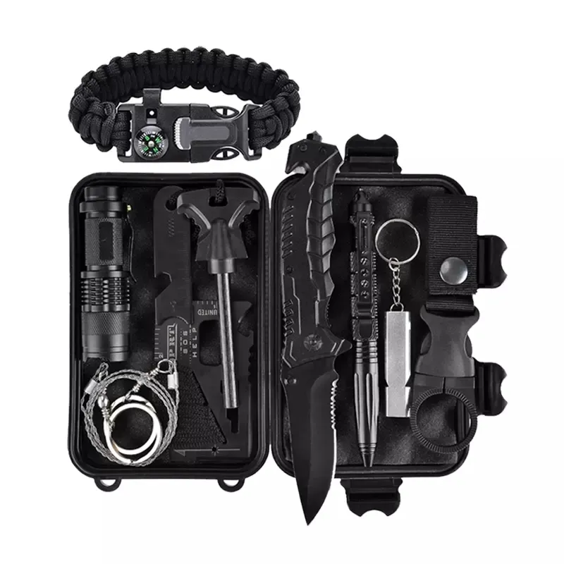 Mu Multifunctionele Wildernis EHBO-Kits Sos Edc Noodgeval 14 In 1 Outdoor Wild Survival Kit