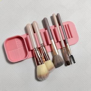 Silicone Makeup Brush Holder <b>Wall</b>-Mounted Adhesive Storage Rack with Cleaning Pad OEM Welcomed for Cosmetics - Product Image 1