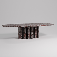 Table basse ovale en marbre Dream Home, base multi-plaques verticales, table centrale en pierre naturelle pour salon moderne