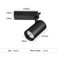 Projecteur à rail magnétique moderne noir 30W 2400K Spot LED à angle réglable en aluminium pour supermarché