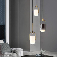 Îlot de cuisine décoratif Barre d'éclairage Salle à manger Nordic Smoky Grey Glass Suspension simple