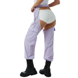 King Mcgreen Satr Sexy Buckle Bottomless Pants Hollow Out See Through <strong>Rave</strong> Chaps Hip Hop Rock Crotch Pants Belted Cargo <strong>Trousers</strong> - Product Image 6