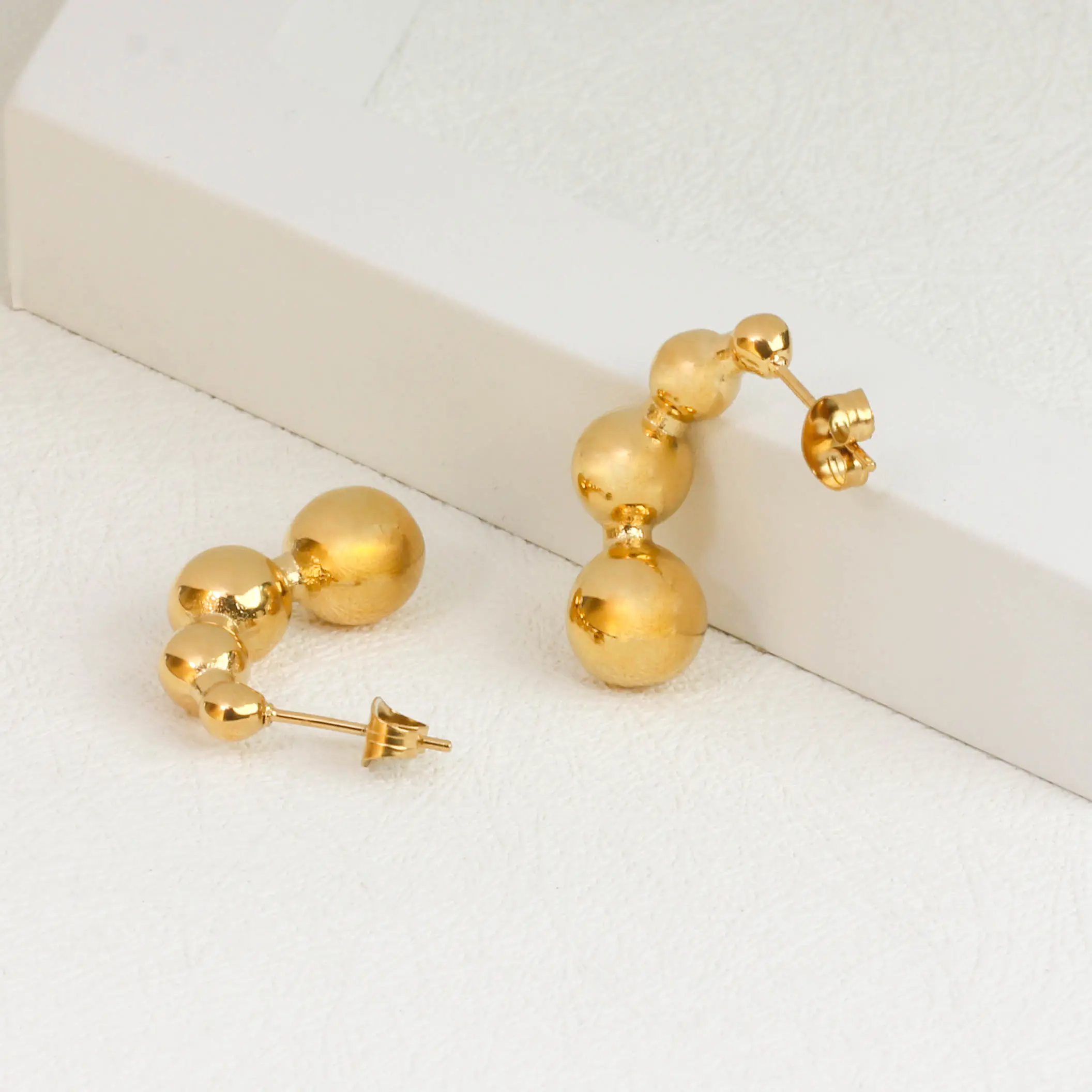 Powell 18K Gold Earrings Custom Jewelry Stainless Steel Gold Plated Beaded Stud Earring