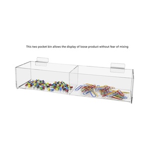 2 Compartimentos Mercancía al por menor Cubo de basura Slatwall Acrílico Bandeja al por menor Caddys Productos actuales Cajas de almacenamiento - Product Image 2