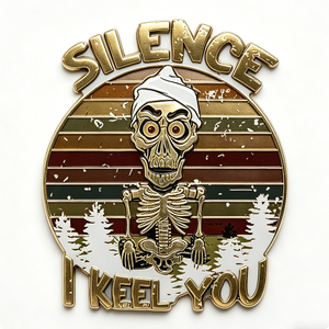 Pin de esmalte de aleación de zinc con diseño de esqueleto personalizado, estilo vintage retro atardecer, para insignia de esmalte duro 2D, para coleccionistas de Navidad y Pascua - Product Image 1