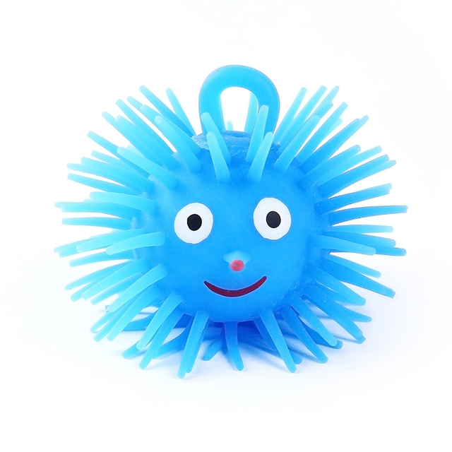 Wholesale Tpr Squishy 3 Inch Stretchy Led Spiky Fluffy Puffer Ball Squeeze Kids Toys