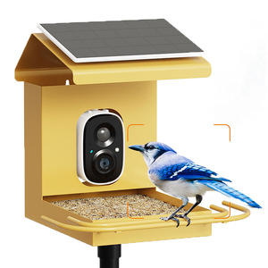 JH-Mech Mangeoire à oiseaux 10X7X10 pouces avec caméra à énergie solaire pour parents et grands-parents Mangeoire à oiseaux intelligente en métal - Product Image 1