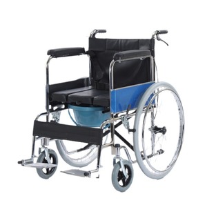 Silla de Ruedas 809 Manual Plegable Ligera con Asiento de Tubo de Acero y Función de Inodoro para Personas Mayores con Discapacidad y Movilidad Reducida - Product Image 1