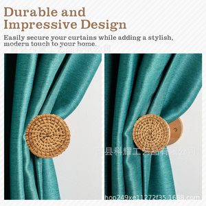 Wooden <b>Curtain</b> <b>Hook</b> Round Natural Wood Color Wall Mounted Easy Installation Bohemian Style <b>Curtain</b> Fastener - Product Image 2