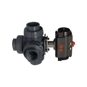 PVC Plastic Pneumatic Actuator Ball Valves NPT Connection ISO5211 Mounting Pad Actuator Base DN50 - Product Image 2