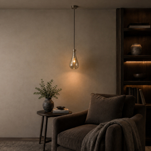 Modern Water Drop Shaped Glass Pendant Lamp Smoky Grey Glass Indoor Suspension <b>Light</b> - Product Image 1