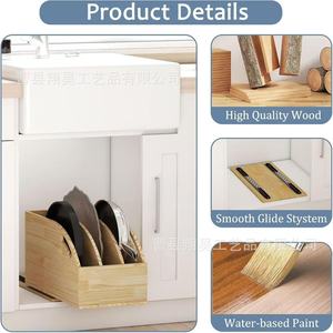 Wooden Kitchen Pull Out Storage Rack Pot <b>Pan</b> Organizer Rectangle Removable Cabinet Organizer - Product Image 3