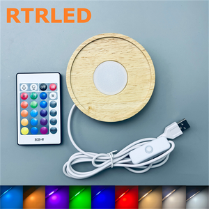 Alas Lampu 3D Kayu dengan <span class=keywords><strong>Diffuser</strong></span> RGB+ Warm White, Alas Lampu LED Kayu DIY untuk Lampu Meja Cetak 3D Bambu Lab - Product Image 1