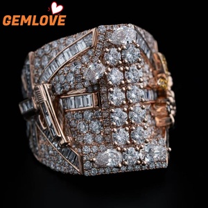 GEMLOVE Luxury Diamond Ring Rose Gold Plated Diamond Letter <b>Design</b> Men's and Women's Champion Ring Party Jewelry - Product Image 3