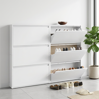 Étagère à chaussures en acier ventilée à 3 tiroirs, armoire à chaussures en métal, armoire de rangement à chaussures à plusieurs niveaux, gain de place