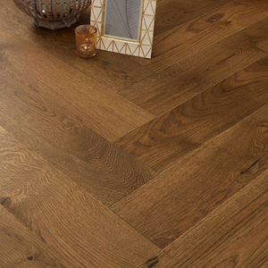 Parquet contrecollé FSC en chêne blanc teinté multicouche, qualité ABC, durable, système clic, 14 mm, chevrons, pour sites sportifs - Product Image 1