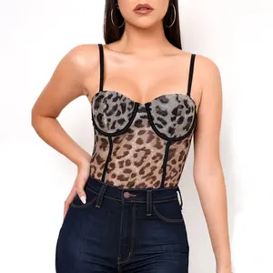 Hot Sales Fashion Leopard Sexy Frauen Push-up-BH Teddy Dessous Unterwäsche