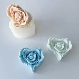 キャンドル型アロマセラピーキャンドル花型キャンドル3Dシリコン愛の形ローズ