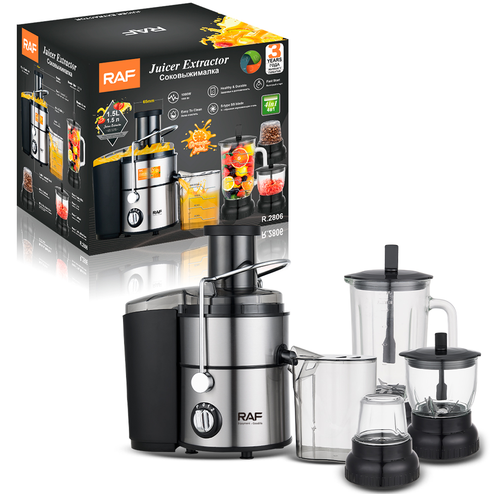 4 In 1 Juicer Machine 1000W Krachtige Brede Mond Roestvrijstalen Juicer Extractor Voor Groentefruit