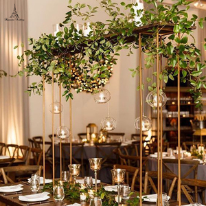 Nóng Bán 39 Inch Vàng Kim Loại Flower Đứng Thiết Kế Chậu Hoa Cưới Floral Sắp Xếp Bảng Trung Tâm Trang Trí - Product Image 3