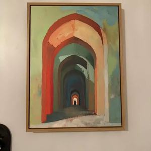 Peinture à l'huile architecturale de luxe, art mural moderne, grande toile abstraite neutre pour hall, bureau, décoration intérieure - Product Image 3