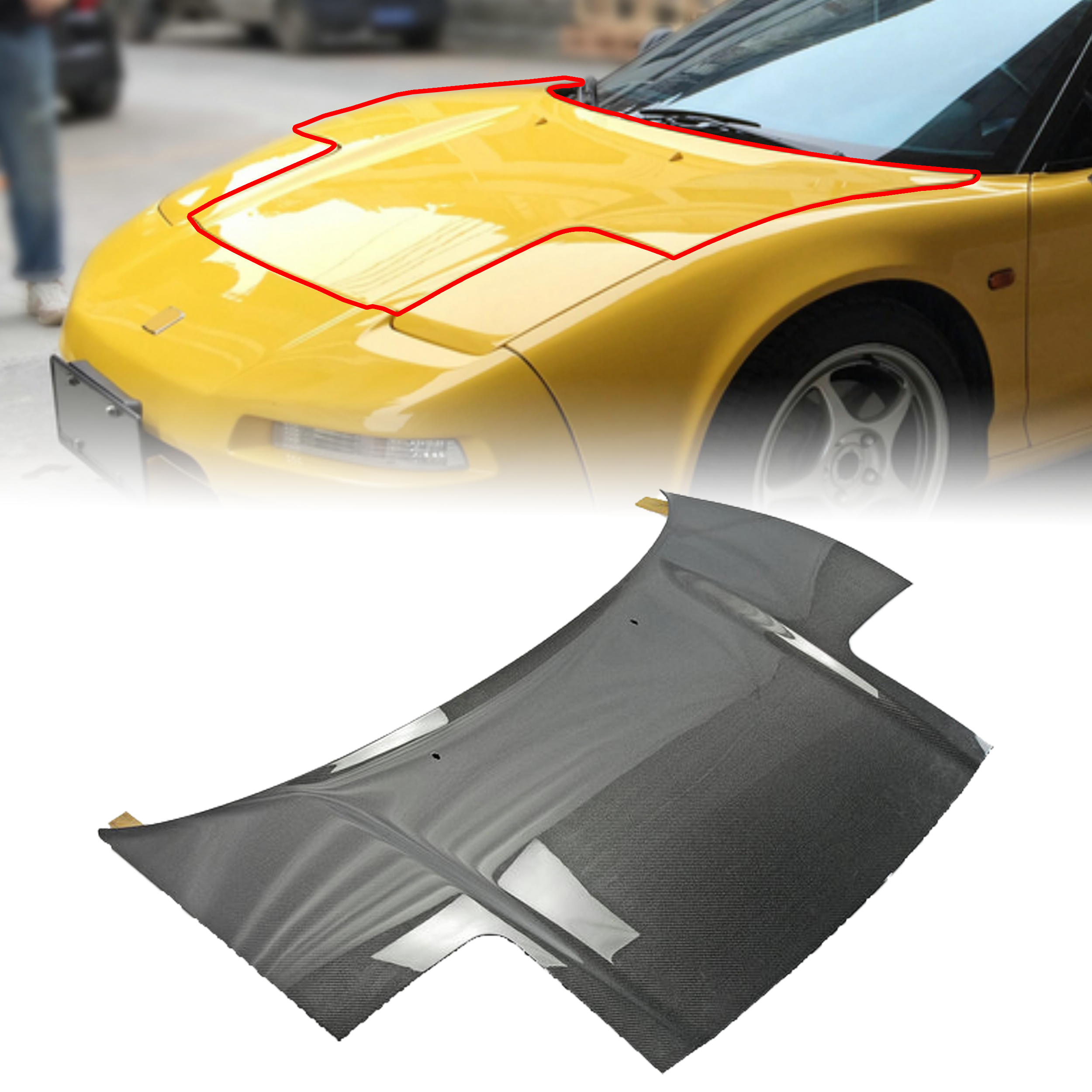 91-05年式NSX NA1用カーボンファイバーボンネットOEスタイルフロント