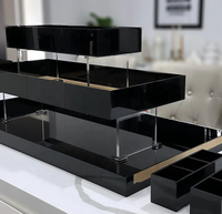 Présentoir carré à 3 niveaux en acrylique pour buffet, support décoratif pour mariage, fête, traiteur, emballage en carton