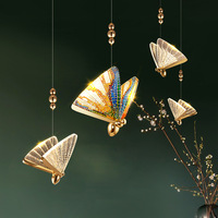 Mode hôtel moderne accrocher plafonnier escaliers décoration acrylique Double face papillon pendentifs lampe lustre