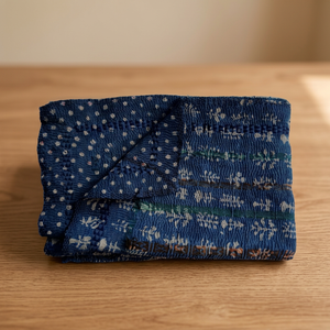 Patchwork One of Kind Handmade Fine Stitched Indigo Kantha <b>Bedspread</b> - Product Image 4