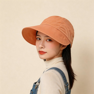 Sombrero de pescador de color sólido, transpirable, de algodón, para protección solar, para mujer, para uso al aire libre - Product Image 4