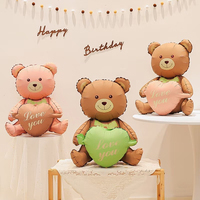 BLN Großhandel Matte Bären-Ballons Kawaii Niedliche Folien-Mylar-Partyhüte Kuchen-Regenbogen-Ballonset für Kindergeburtstag Babyparty