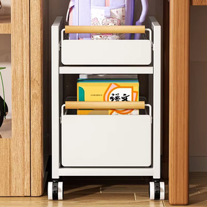 MIXWARES 2-stöckiger Rollwagen für Bücher – Multifunktionaler Metallwagen mit Rollen, Schubladen-Organizer für Kinder und Studenten - Product Image 5