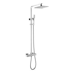 Contemporary Thermostatic Shower Hot Cold Water Pressure Balanced Valve Chrome Coating Wall Exposed Brass Shower Mixer