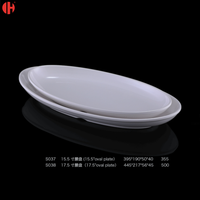 S037 vente en gros en usine de restaurant classique Assiette creuse ovale de luxe Vaisselle de qualité alimentaire pour traiteur Ensemble de vaisselle en mélamine blanche pour buffet