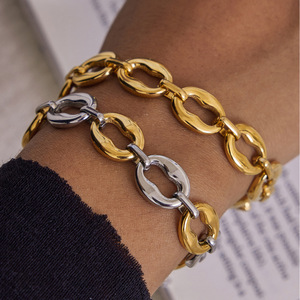 สร้อยข้อมือรูปทรงเรขาคณิต O-Chain สีทอง สีเงิน สำหรับทุกเพศ ใส่ได้ทุกวัน - Product Image 3