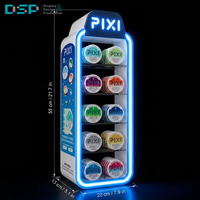 Expositor de Nicotina Acrílico con Iluminación LED de 5 Niveles, Fabricado en Vietnam por DSP, con Panel Lateral con Impresión UV y Logotipo Personalizado
