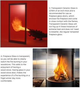 Verre en céramique transparent <span class=keywords><strong>pour</strong></span> poêle à <span class=keywords><strong>bois</strong></span> ignifuge porte de cheminée panneau de verre personnalisation - Product Image 6