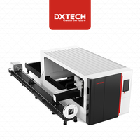 Machine de découpe laser à fibre DXTECH 1530 3000W pour tôles et tubes métalliques avec table d'échange et couvercle de protection entièrement fermé