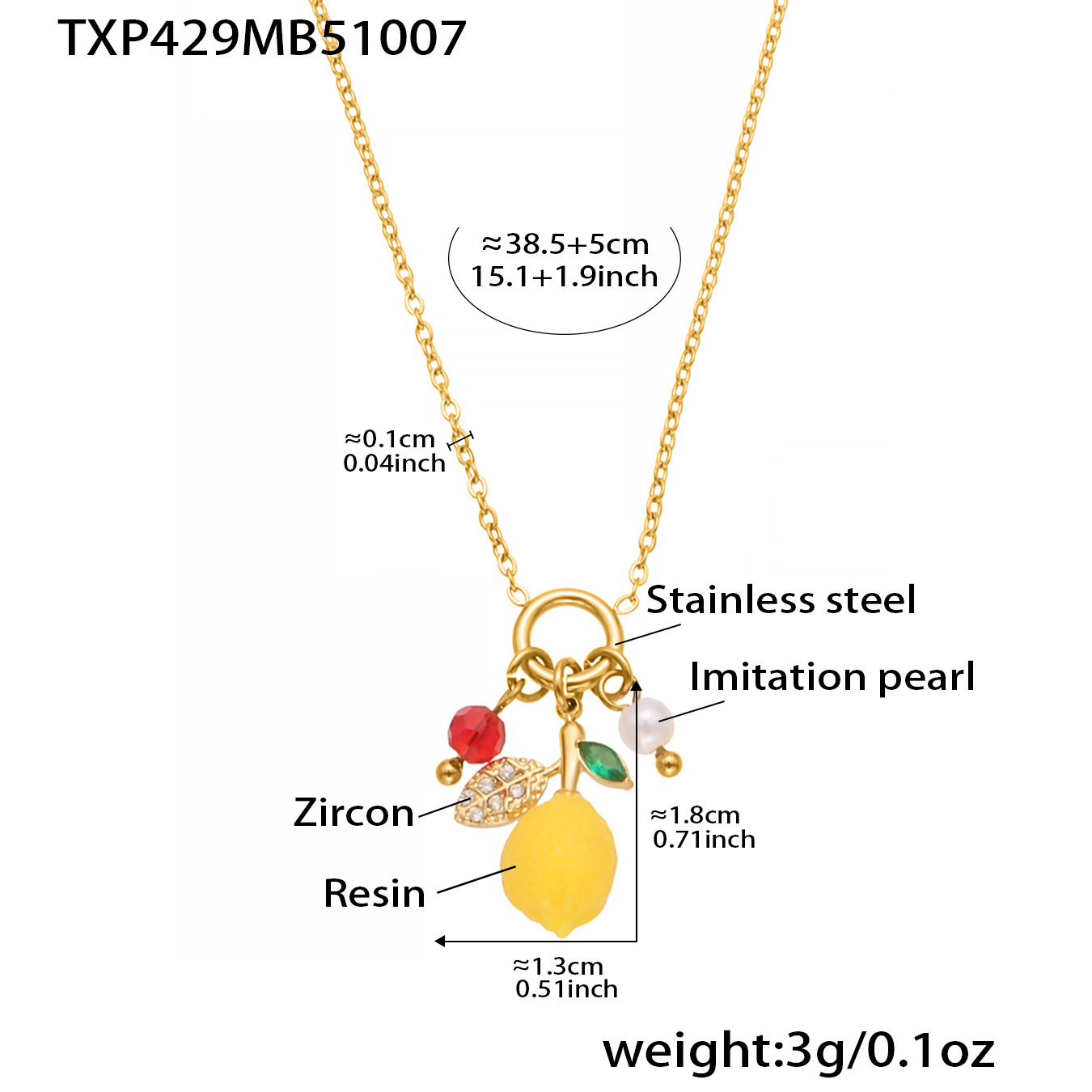 Collana pendente Txp429-gold 38 5cm