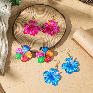 2025 boucles d'oreilles tissées à la mode Boho Garden Style peint à la main Floral balance léger durable et hypoallergénique Chic déclaration - Product Image 2