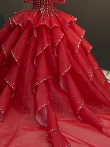 <b>Red</b> <b>Ball</b> <b>Gown</b> Wedding Dresses 2026 Beaded Crystals Pearls Lace Bridal <b>Gowns</b> Big Size Sweep Train Vestidos De Novia Custom Size - Product Image 4