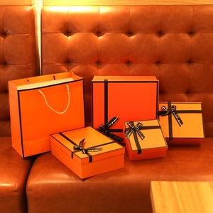 Boîte-cadeau exquise pour cosmétiques, boîte-cadeau <span class=keywords><strong>orange</strong></span> ciel, boîte-cadeau avec nœud papillon, parfum, rouge à lèvres, en stock - Product Image 2