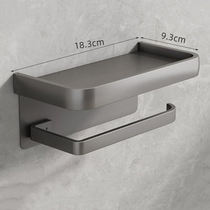 <span class=keywords><strong>Porte</strong></span>-papier toilette auto-adhésif en aluminium avec étagère pour téléphone, <span class=keywords><strong>sans</strong></span> perçage, léger, antirouille, organiseur de salle de bain - Product Image 6