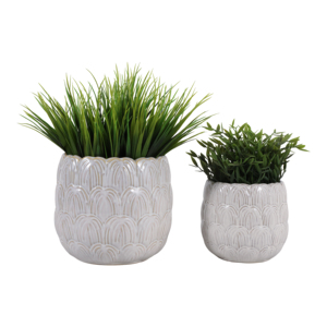 Set di 2 vasi in ceramica testurizzata per decorazioni con piante da interno ed esterno - Product Image 2